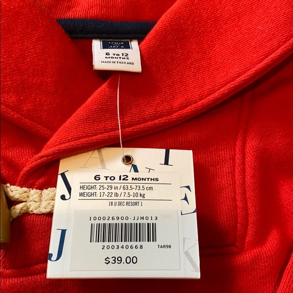 NWT Janie And Jack Shawl Collar Cotton Sweatshirt - Picture 4 of 7